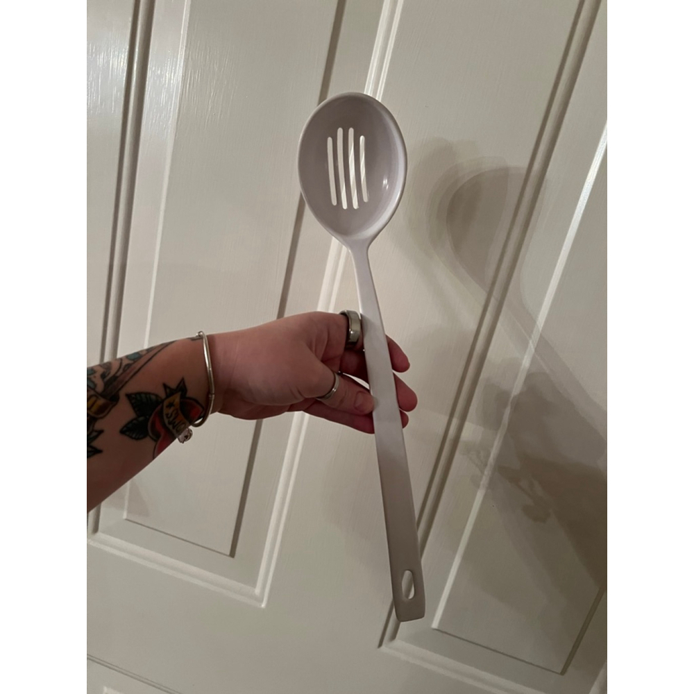 Vintage Copco Atlas Group White Slotted Spoon Made in Taiwan